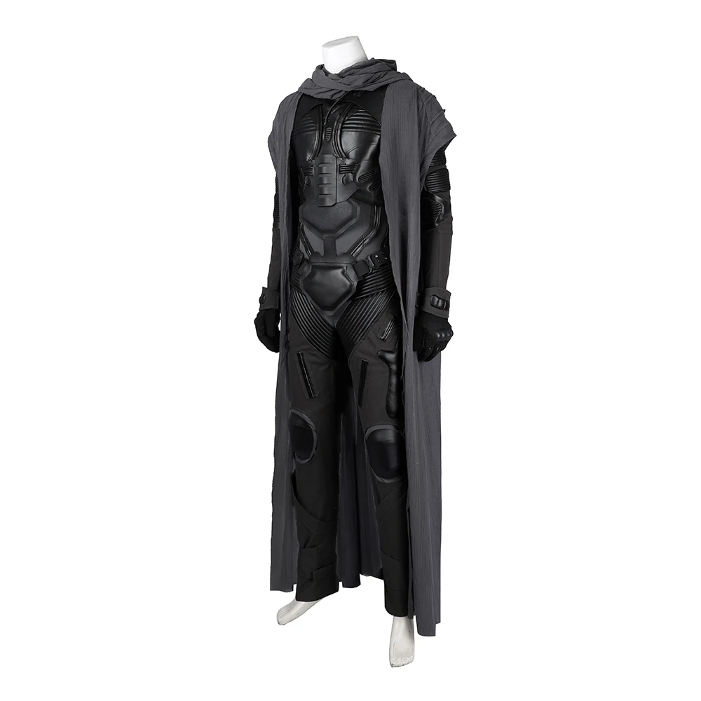 Paul Atreides Cosplay Movie Costume Men Black Bodysuit Armor Suit with Cape Halloween Carnival Party Disguise Jumpsuit Outfits