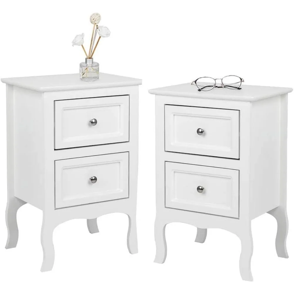 

A Set of Two White Bedside Tables with Two Drawers, Bedside Table/bedside Table, Small Bedside Table for Bedroom, Small Sofa