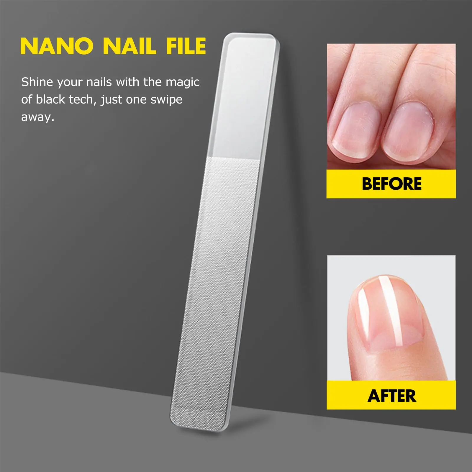 1 pieza de limas de uñas de nanovidrio, herramienta artística de manicura de pulido profesional, lavable, hace que las uñas, ilumina fácilmente como esmalte de uñas Nano