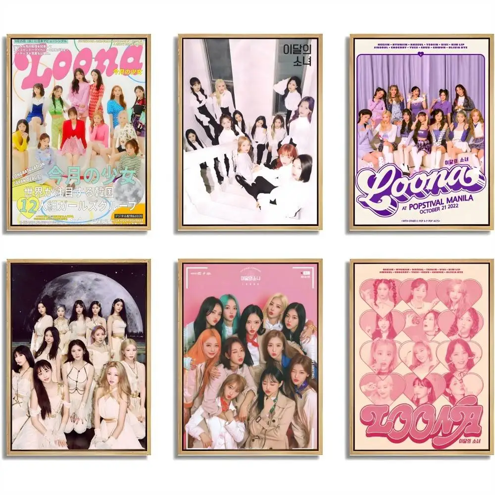 Popular Korea Kpop Band L-Loona Kpop Poster Painting Stickers Dorm Living Room Wall Decoration Gift Home Art Aesthetic