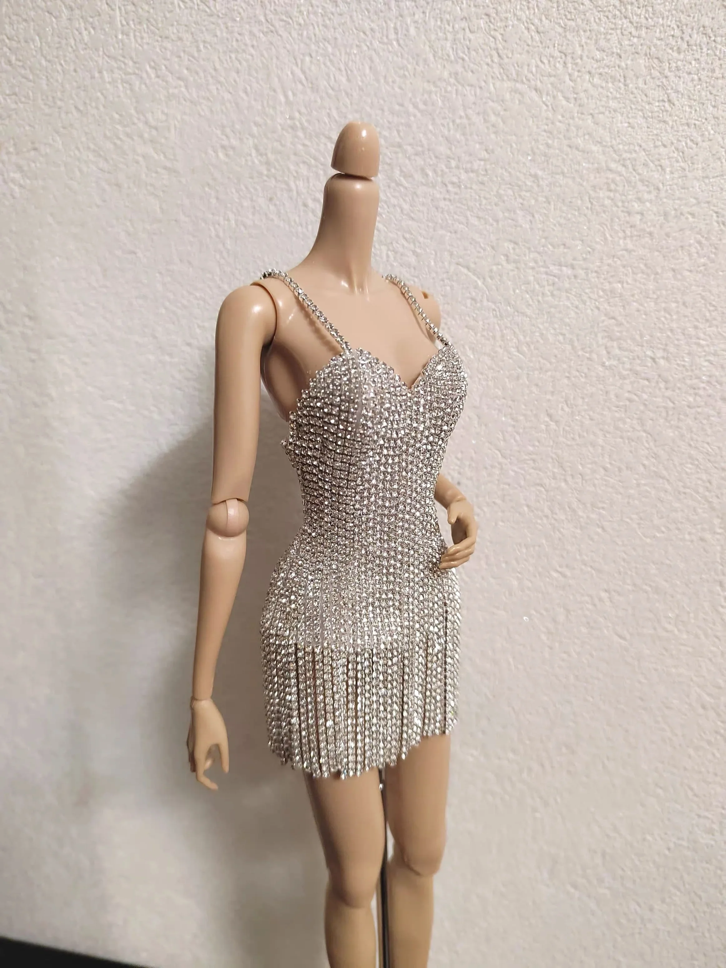 Original Design Limited Collection Level Luxury Diamante Fringe Dress 1/6 30cm Princess Doll Clothe Accessorie Dinner Party Wear