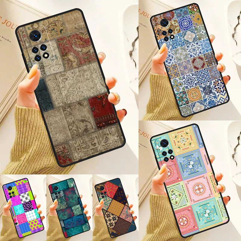 Vintage Patchwork Case For Samsung Galaxy S24 Plus S23 S20 S21FE Lite S22 Ultra Note 20 S8 S9 S10 Phone Coque