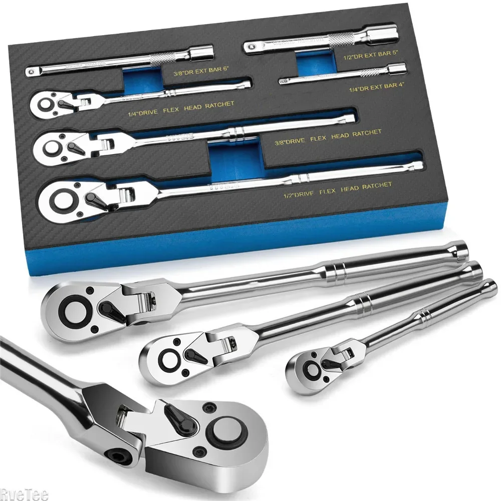 180° Adjustable 6 pcs Flex Head Ratchet Set 1/4