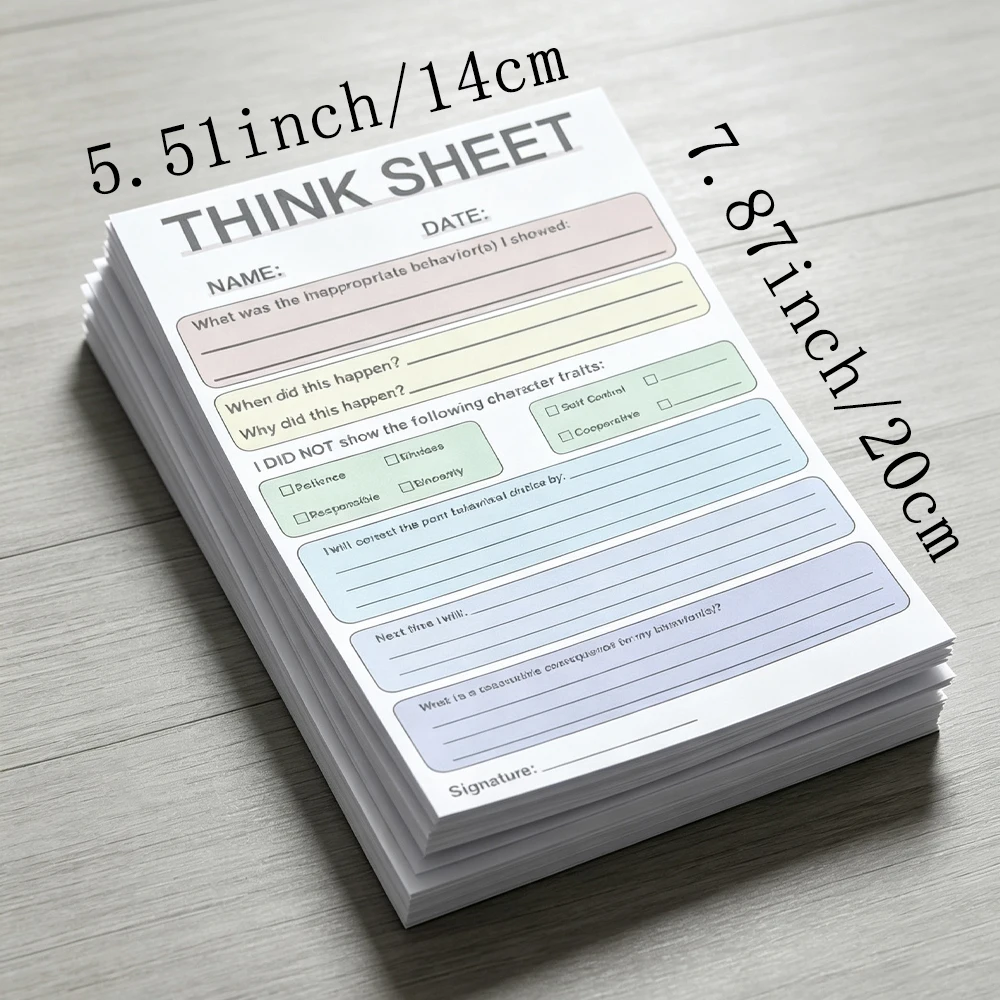 Think Sheet Behavior Reflection Worksheet for Kids Classroom Behavior Log Teacher Home School Counseling Form.