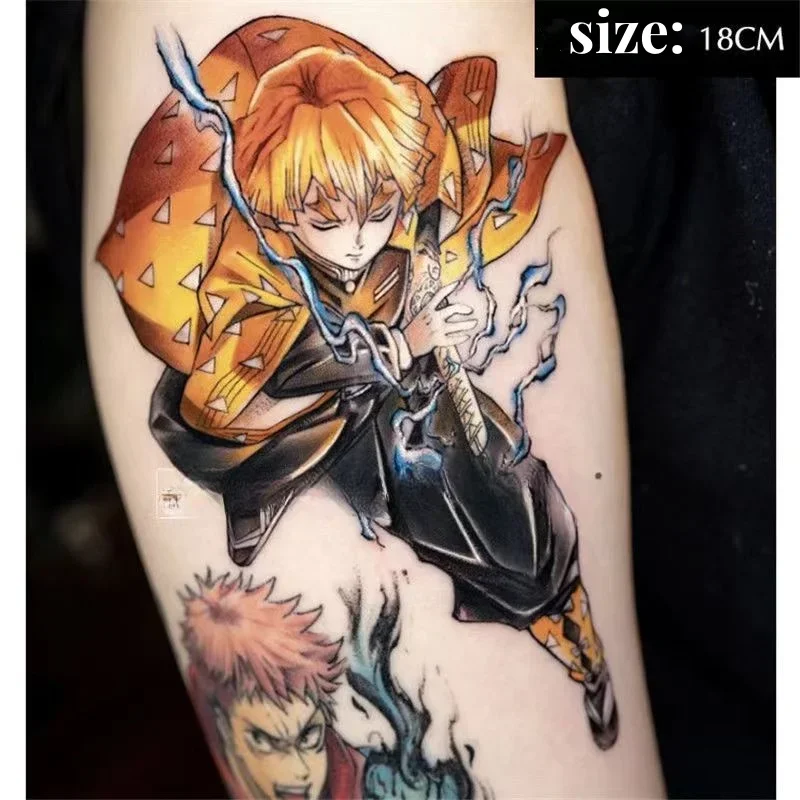 

Anime Temporary Tattoos Agatsuma Zenitsu Cartoon Kimetsu No Yaiba Waterproof Fake Tattoo Sticker Body Art Transfer Tatoo