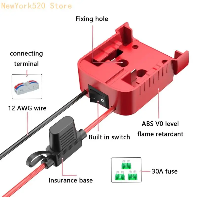 Conector del adaptador batería N84C para batería 18 V DIY Fuente alimentación Herramienta alimentación del
