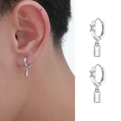 Mens Hoop Earrings,Hiphop Small Square Geometry Ear Drop,Stylish Classic Jewelry Gifts