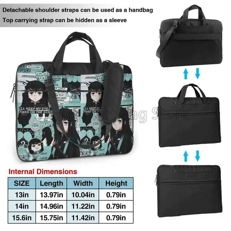 Cute Anime Muichiro Tokito Print Laptop Shoulder Bag Compatible with 13/14/15.6 Inches Laptop Netbook PC Cover Pouch