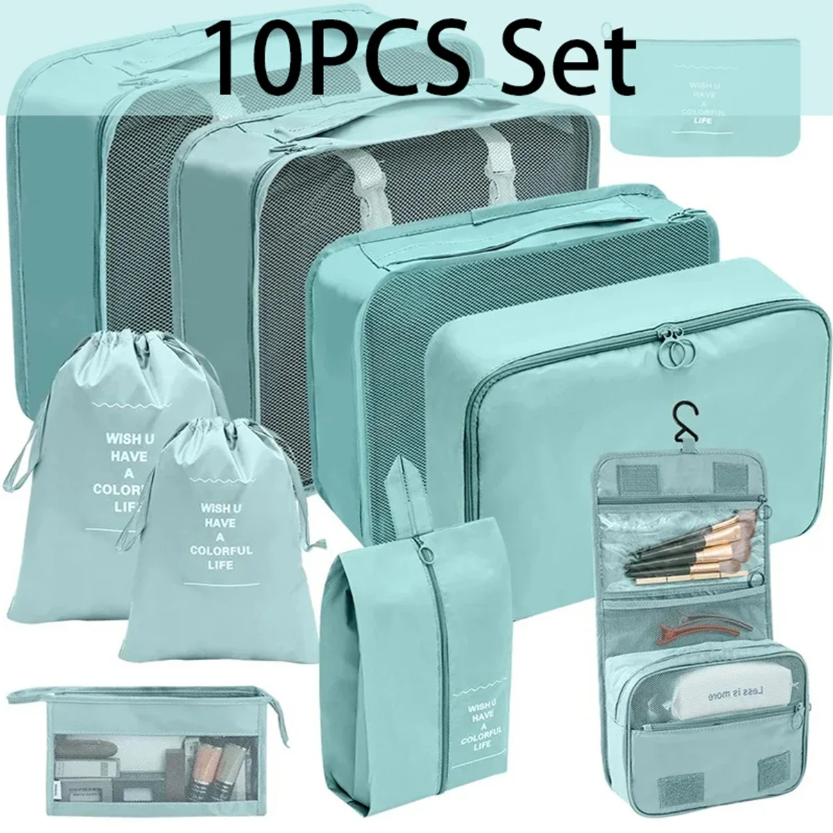 Travel storage bag set ten piece set, toiletries cosmetics clothing storage bag portable Large travel capacity sorting bag set