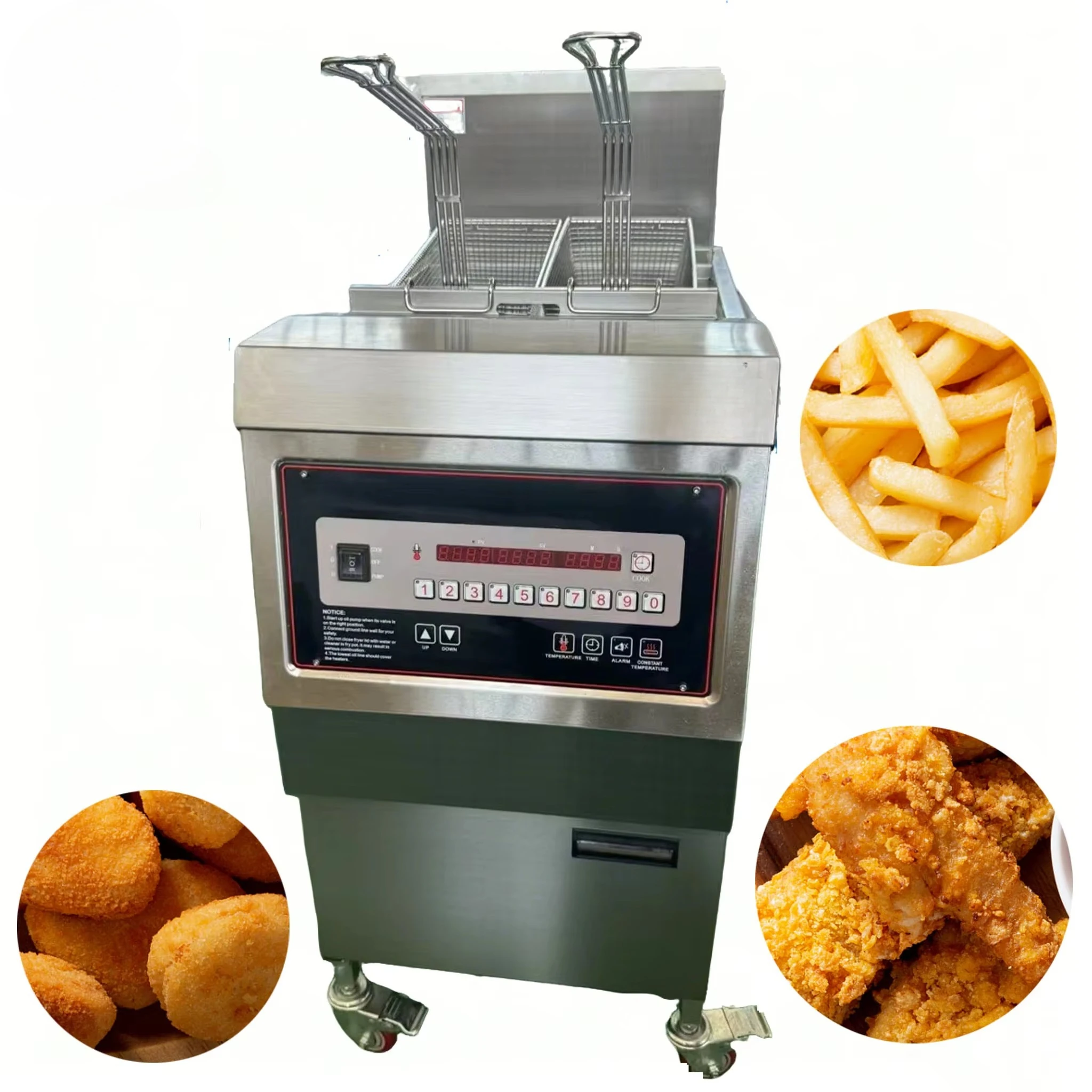 Electric Stainless Steel Food Processing Machinery Single Double Tank Gas Chicken Fryer Machine Commercial