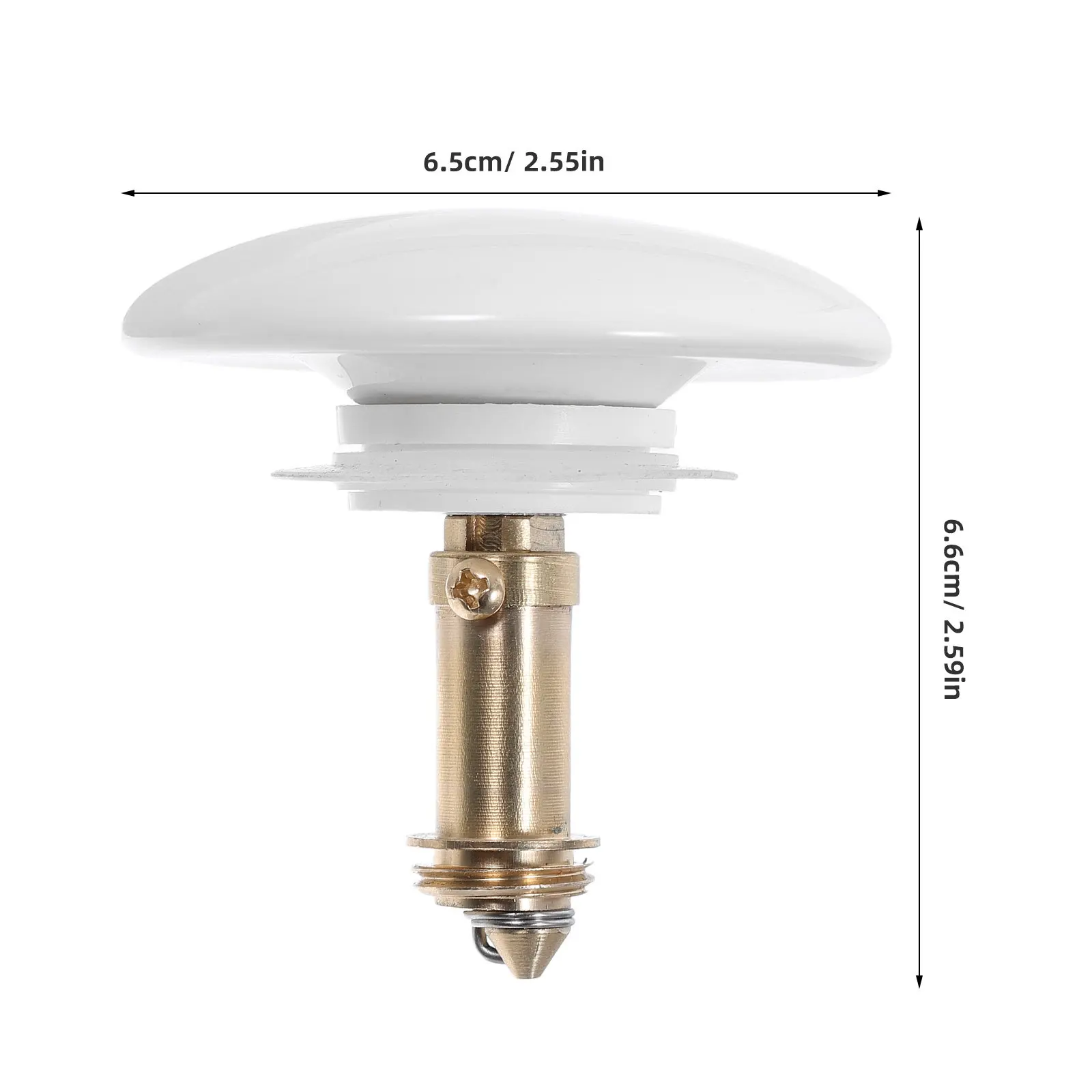 Pop-Up Basin Drain Plug White Ceramic Top Copper Core 36-39Mm Bathroom Sink Stopper Anti-Clog Click Clack Waste Plug Easy Press