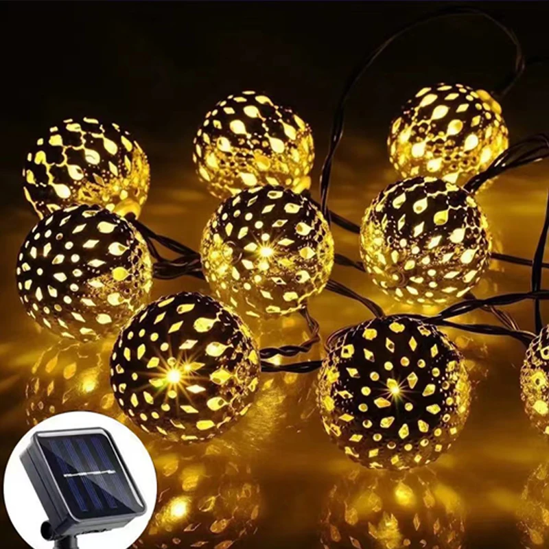 

Solar lighting 5M/7M/10M Moroccan Ball Led String Fairy Lights Outdoor Solar Garland Garden Home Christmas Decoration Lantern Bu