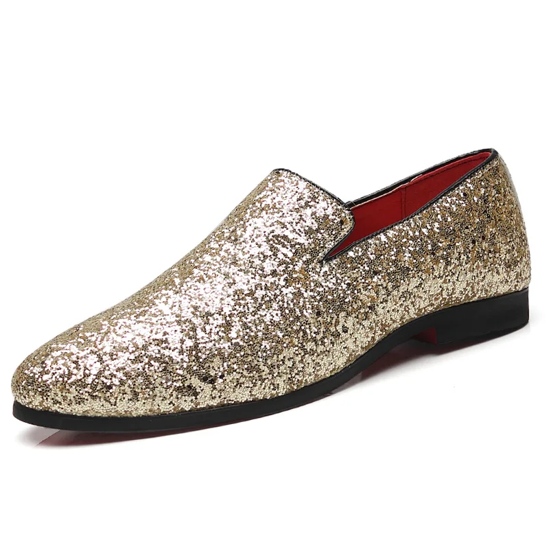 9 Colors Size 37-48 Glitter Men Loafers Shoes Bling Luxury Formal Shoes Men Sequin Penny Loafers Men Dress Formal Wedding Office