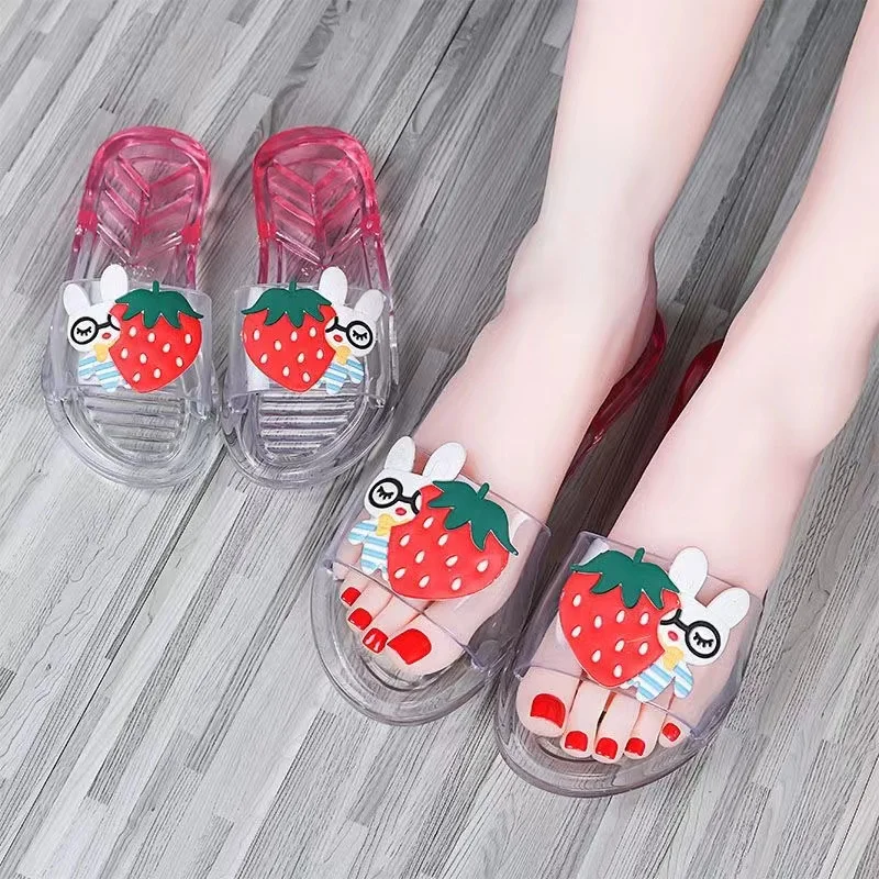 real pictures Cartoon Print Mickey Girls Cute Princess Flat Shoes Children's Beach Home Non slip Summer Children's Slippers