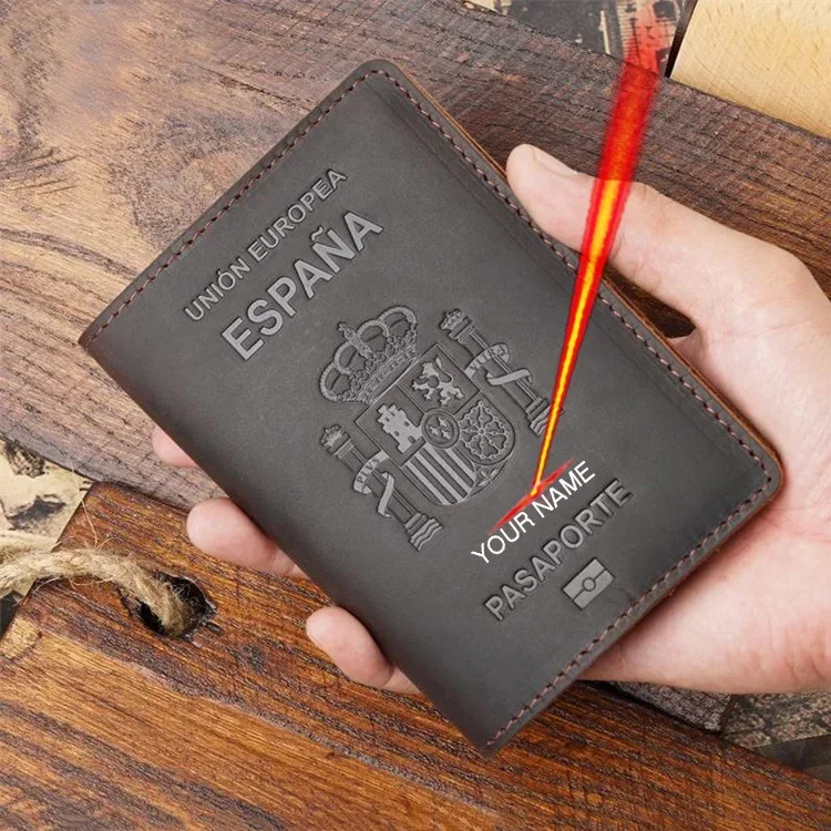 ของแท้หนังสเปนส่วนบุคคลปกหนังสือเดินทาง Crazy Horse Funda Pasaporte ธุรกิจ Unisex ทนทานสเปน