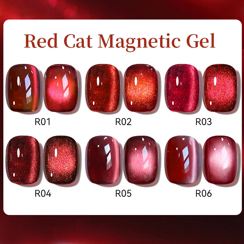 UR SUGAR 15ml Shine Ruby Cat Magnetic Gel Nail Polish Red Series Glitter Semi Permanent Soak Off Nail Art Varnis DIY Manicure