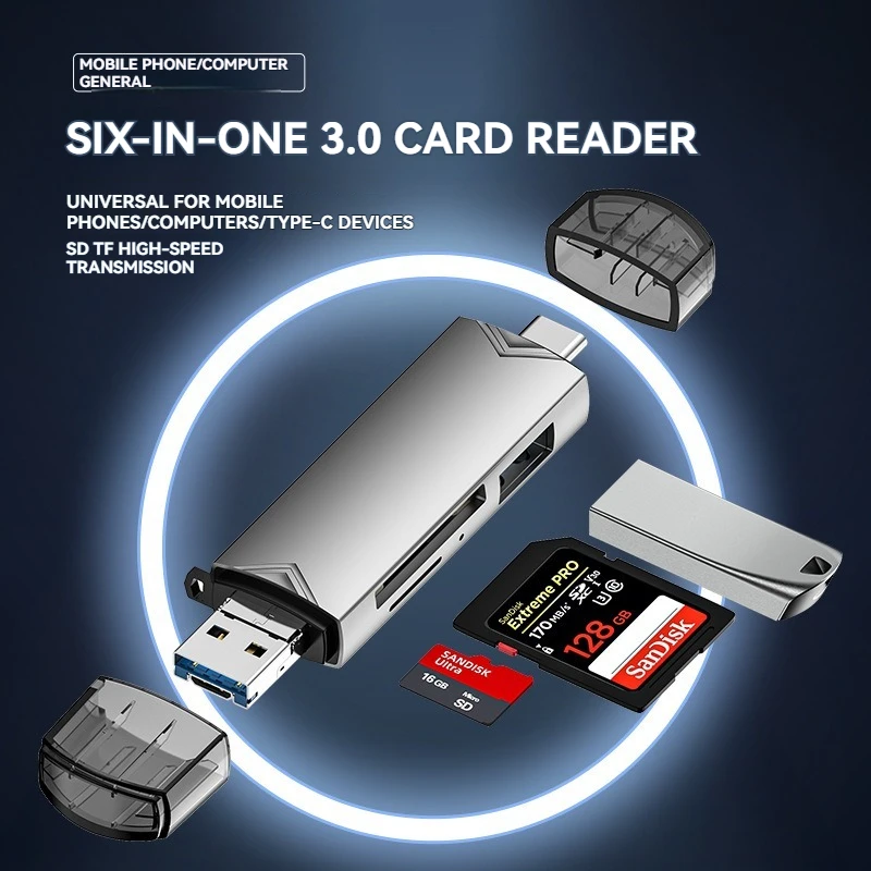 

USB3.0 & Type-C Multi-Card Reader: OTG Compatible for Android/PC/Camera - SD/TF/USB Drive Support