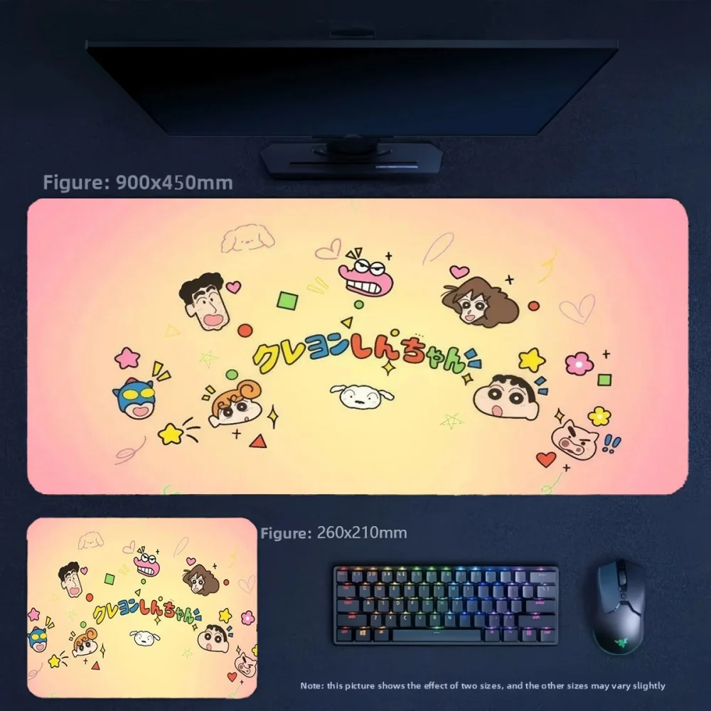 Cartoon Quality Leather Mouse Pad Crayon Shin-chan and His Friends Print Pattern Large Size Table Mat Parent-Child Mouse Pad