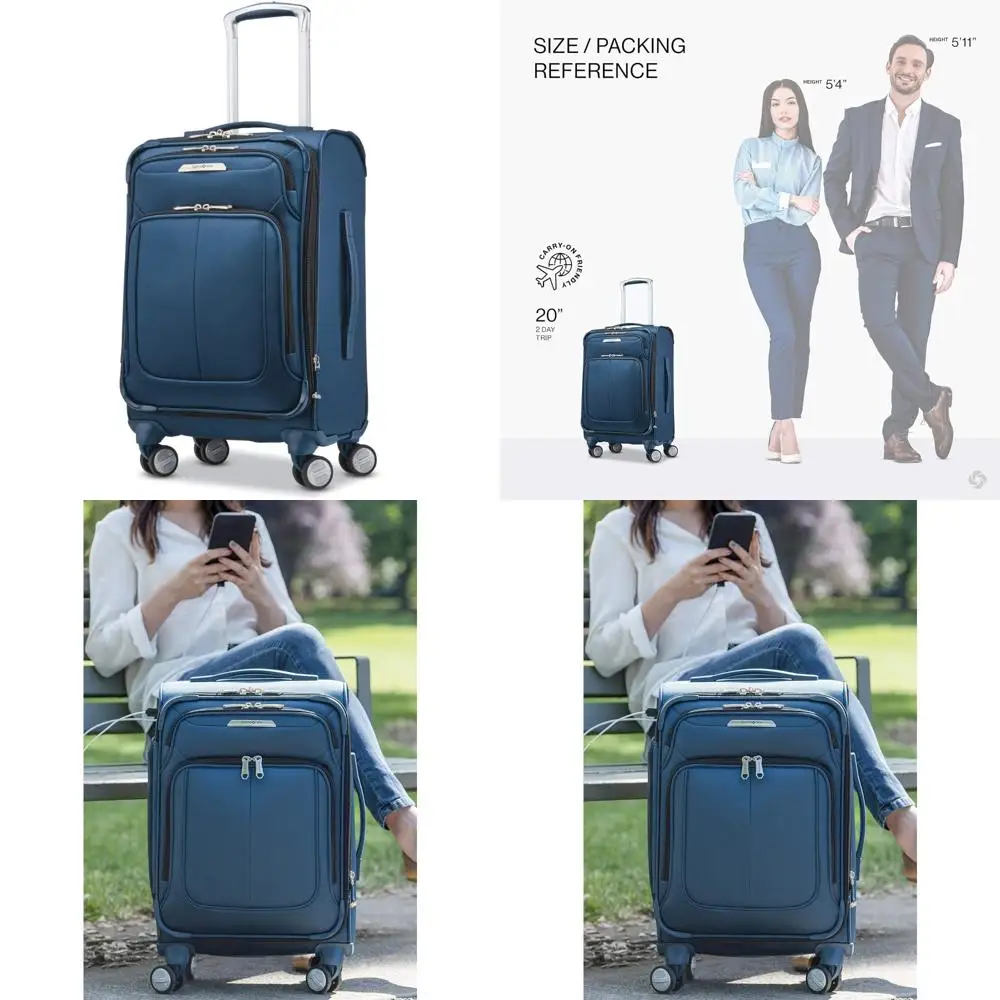 

expandable softside spinner luggage in mediterranean blue, 20-inch carry-on