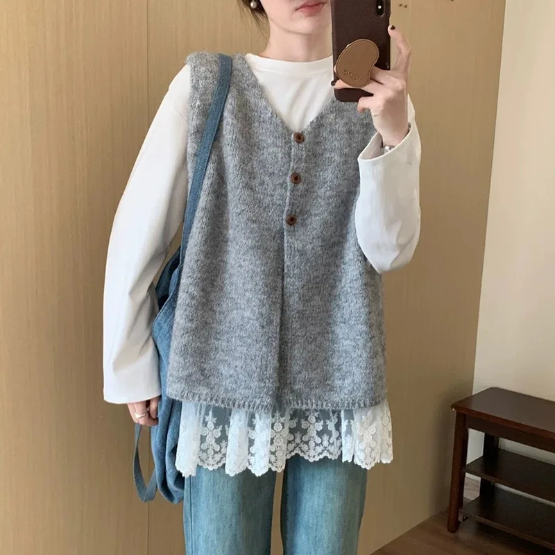 

Simple and Versatile Soft and Glutinous Lazy Sweater Vest Women's 2025 Pre-fall New Loose Layered Knitted Vest
