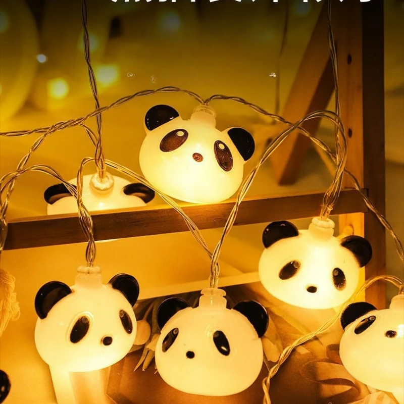 10LED Cute Panda Head Light String Battery Operated Panda Theme Lamps Fairy Night Lights Children Panda Birthday Party Room Deco