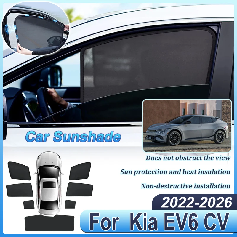 Car Sunshade For Kia EV6 Accessories 2025 2022-2026 Anti-direct Sun Visor Privacy Curtain Cover Curtain UV Protector Sunshades