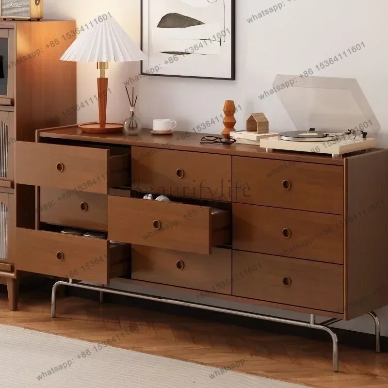 LDLarge Chest of 5 Drawers Sideboard Buffet Cabinet Bedroom Cabinet with Wood Drawers Organizer Living Room Side Table