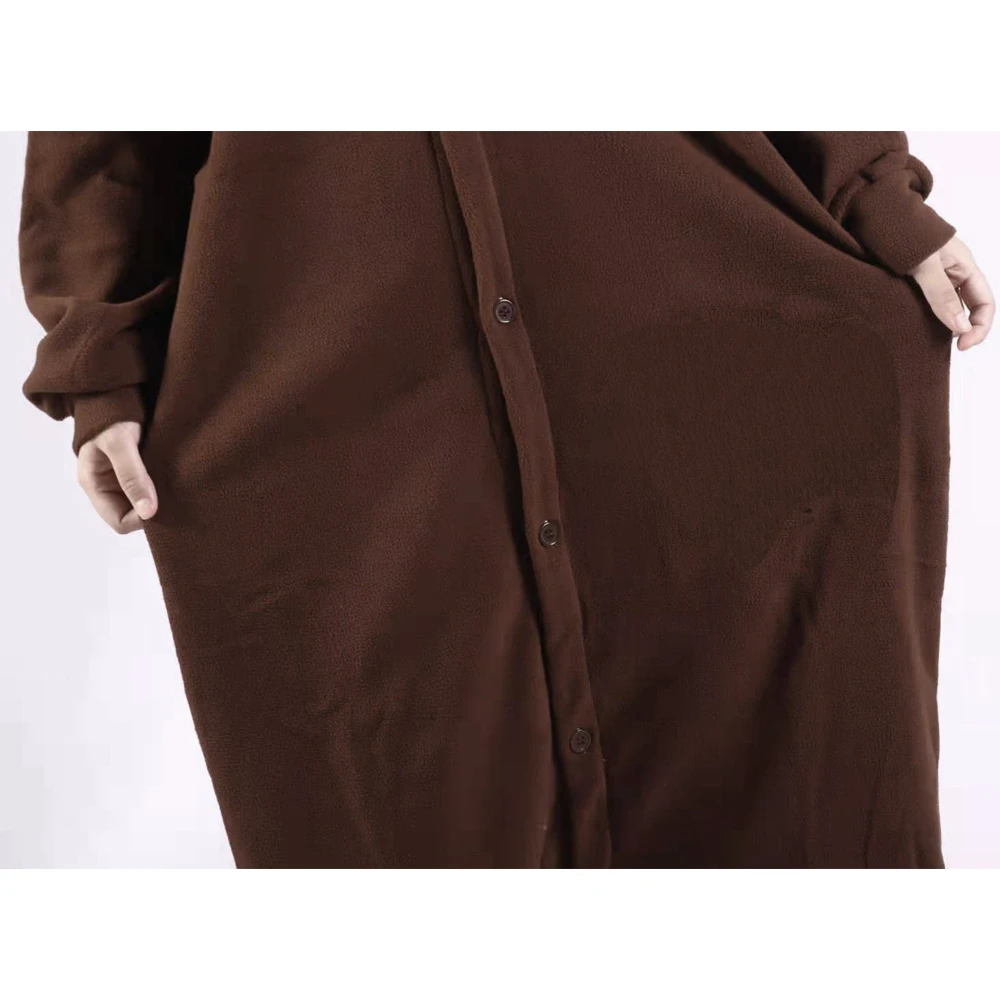 หมีสีน้ําตาล Onesie ผู้หญิงผู้ชายสัตว์ Kigurumis ชุดนอนการ์ตูนสัตว์รองเท้าแตะเทศกาล Homewear ชุด Overalls Polar ขนแกะ
