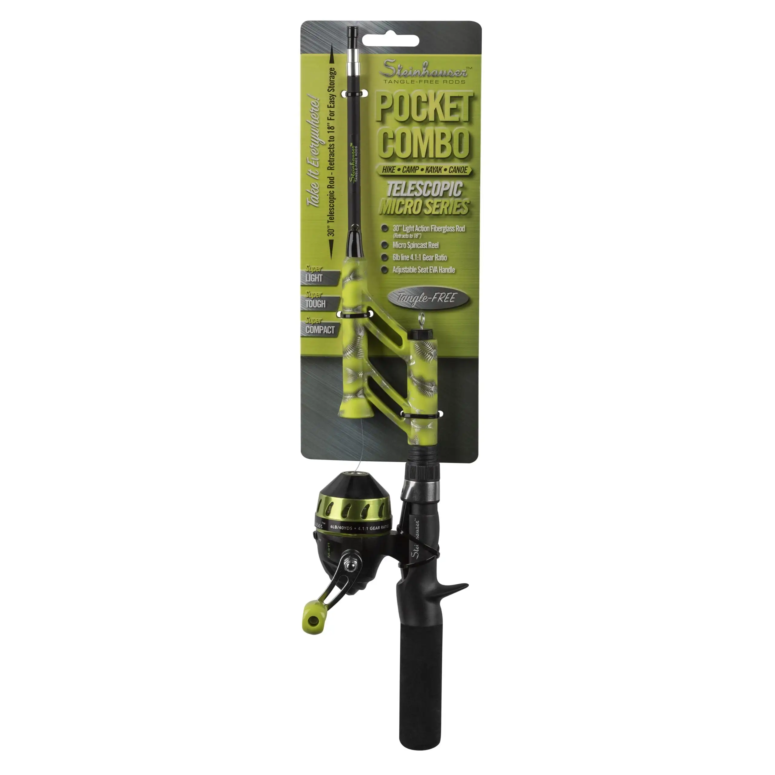 

Profishiency Green Telescopic Fiberglass Spincasting Rod and Reel Pocket Combo