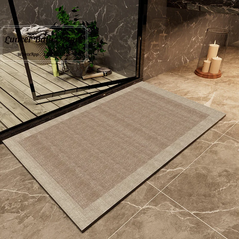 Simple bathroom floor mats made of diatomaceous earth for household use. They can be cut, absorb water, and dry quickly.