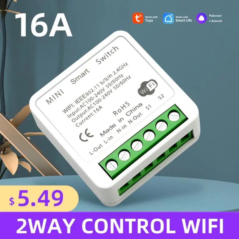 Tuya WiFi 16A 1Gang مفتاح تشغيل وإيقاف ذكي تحكم فردي ومزدوج تطبيق ذكي التحكم الصوتي Alexa Google
