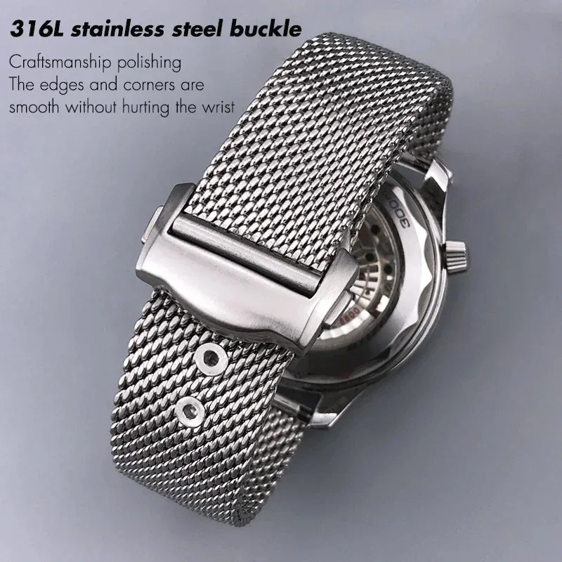 عالية الجودة 316L الفولاذ المقاوم للصدأ جديلة WatchbandFit ل أوميغا 007 سيماستر AT150 Speedmaster 300 سايكو حزام ساعة اليد 20 مللي متر