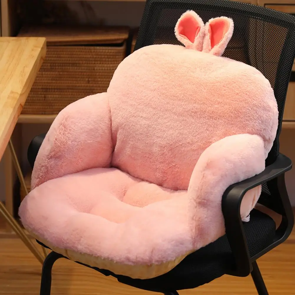 Seat Cushion High Resilience Seat Cushion Cute Plush Chair Cushion with Backrest Non-slip Floor Seat Pad Comfy Tatami for Office