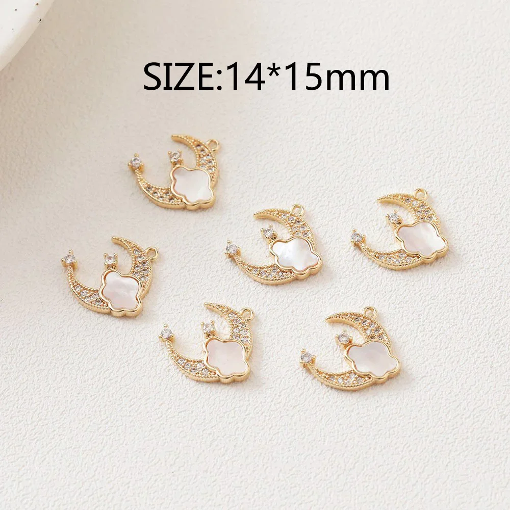 2PCS 18K Gold Plated Moon Palm Pendant Charms for Jewelry Making Necklace DIY Bracelet Brass Superior Quality Accessories