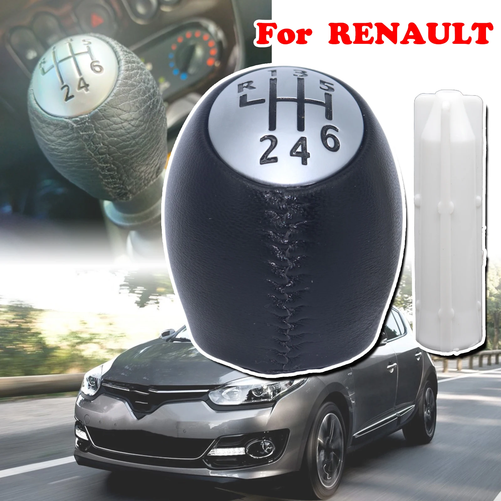 

6 Speed Gear Shift Knob Leather Handleball Interior Accessories For RENAULT LAGUNA SCENIC III MEGANE III TRAFIC MASTER FLUENCE