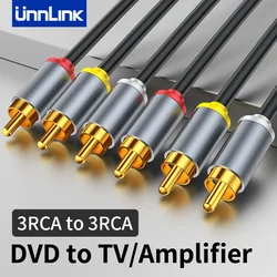 Unnlink 3RCA to 3RCA Cable Composite Audio Video AV Adapter Gold Plated for STB DVD TV VCD Blueplayer Amplifier Cable RCA Jack