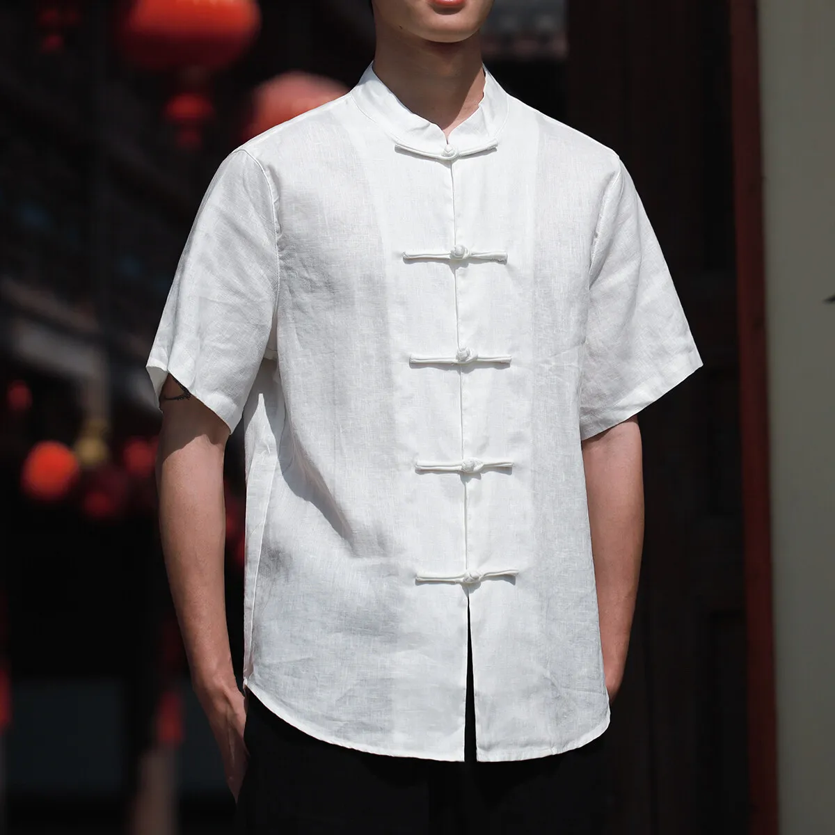 Gorasion جديد 100% الكتان الخالص الصيف رقيقة فضفاضة قصيرة الأكمام أعلى النمط الصيني الرجعية تانغ دعوى زر أسفل قميص الرجال تانغ دعوى