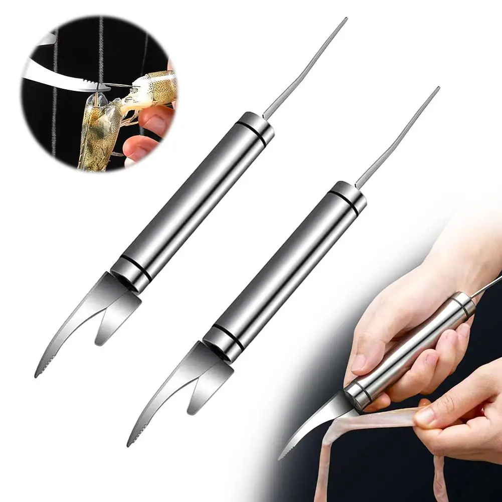 2pcs Stainless Steel Knife For Removing Shrimp Lines Multi-functional Shrimp Line Removal Special Tool Knife F5L2