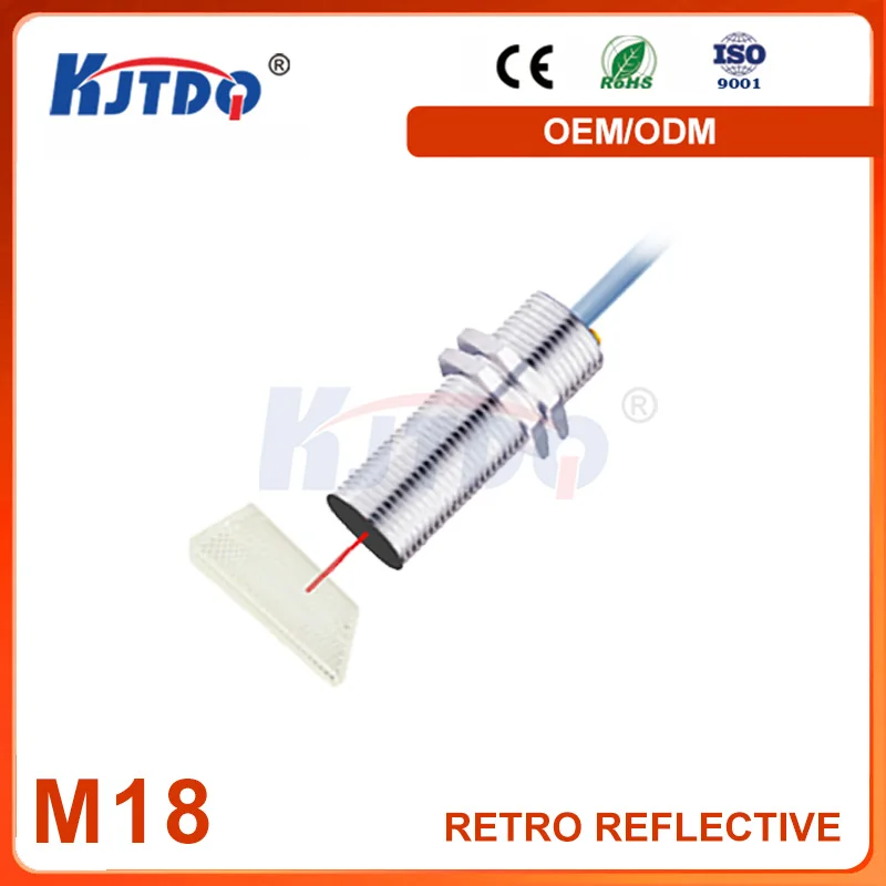 M18 High Quality IP67 NPN PNP NO NC 12V 24V 36V Sn 30m Through Beam Reflection Laser Sensor High precision