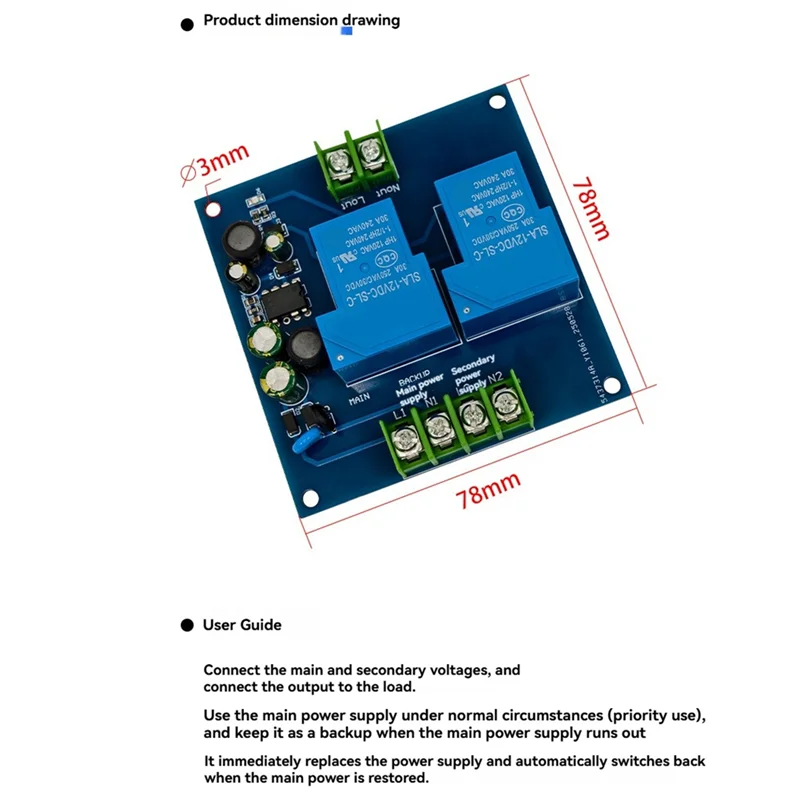 Scheda interruttori di conversione APPLIA 220V 2-CH Modulo interruttore di alimentazione automatico Convertitore di interruzione di corrente di emergenza in standby