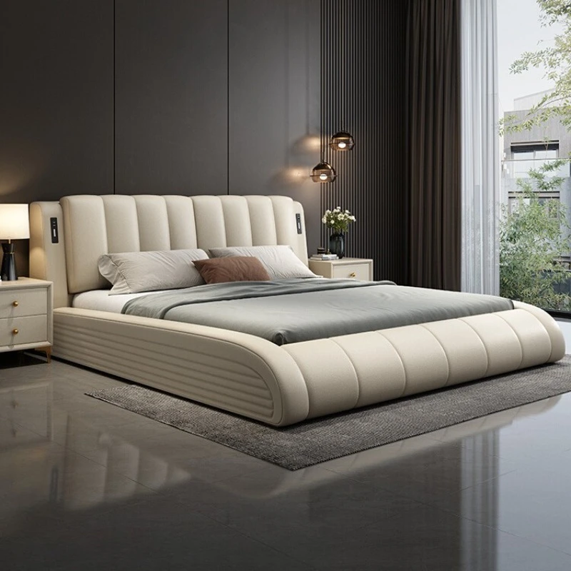 

Equipped with night light Double bed charging port multifunctional bed frame king size letto matrimoniale bedroom furniture