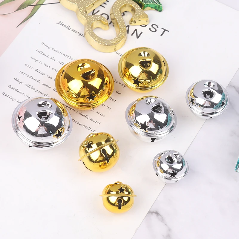 10 sztuk 24/30/35/40MM Jingle Bell złoty/srebrny wisiorek na choinkę ozdoby dekoracje DIY Handmade akcesoria do rękodzieła bożonarodzeniowego
