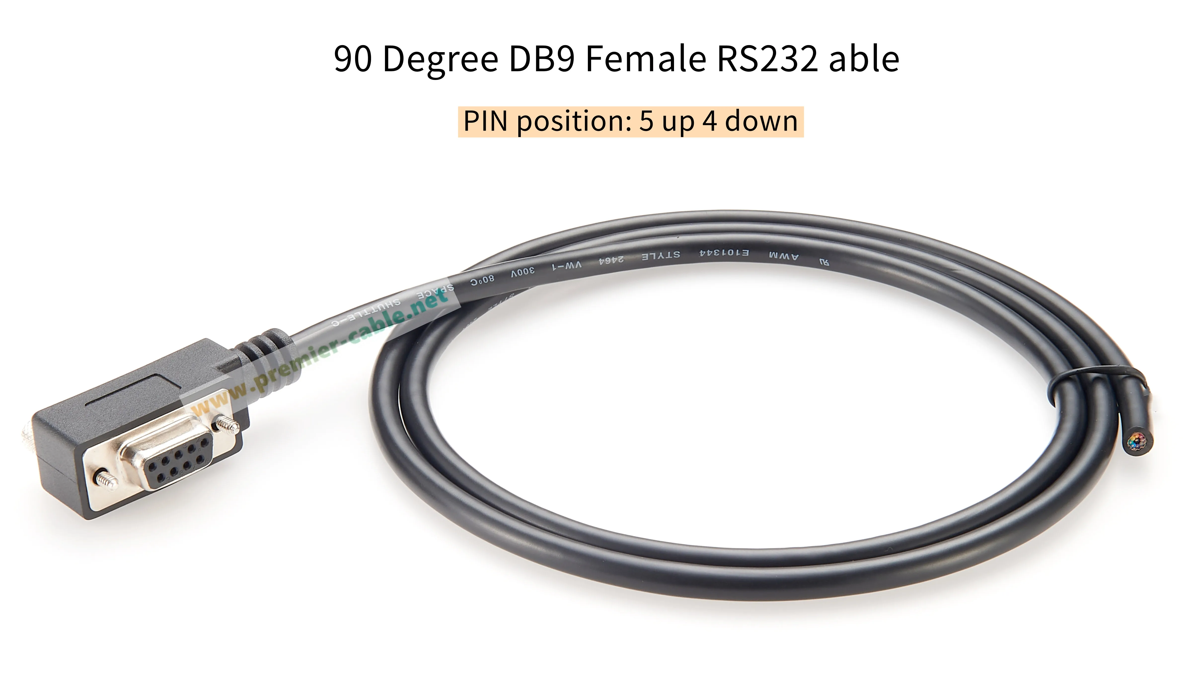Rechtwinkliges, flaches DB9-Buchsenkabel RS232, platzsparendes D-Sub 9-Pin RS232-Einzelkabel für Computer, Drucker, Scanner – Detail 3