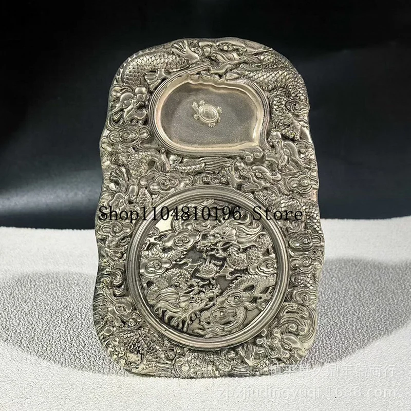 Antique bronze ornaments wholesale Antique-style Nine Dragons Inkstone and White Copper Brush Washer, Decorative Crafts for Home