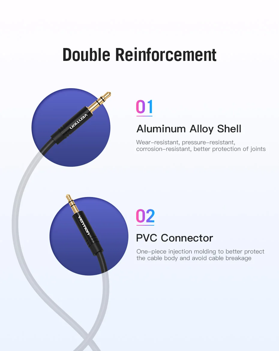 Vention 3,5 auf 2,5 Aux-Kabel, 3,5 mm auf 2,5 mm Audiokabel für Kopfhörer, Aux-Lautsprecher-Verbindungskabel, 2,5 auf 3,5 – Detail 7