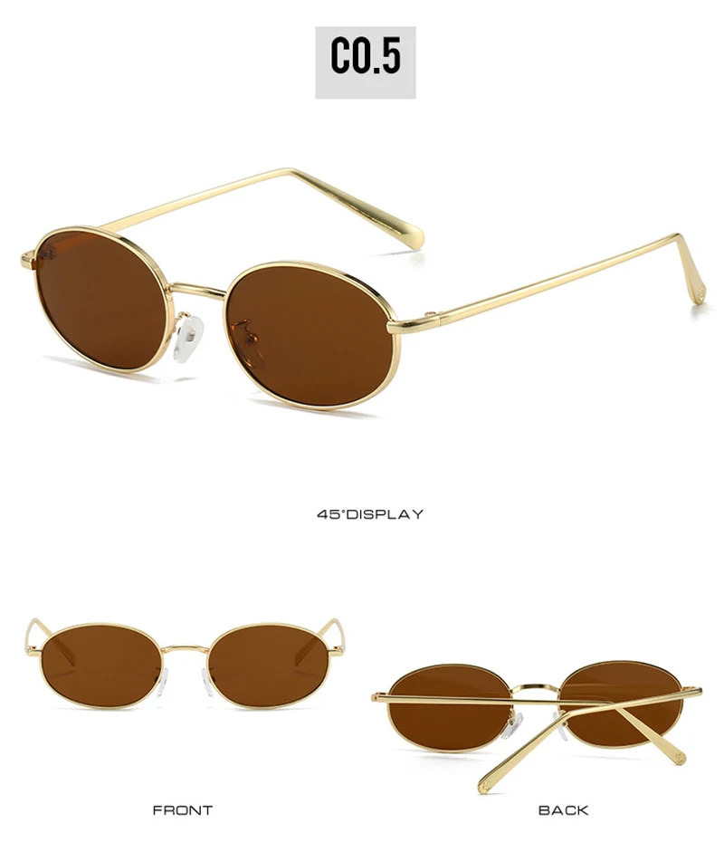 SHAUNA Retro Kleine Ovale Metallrahmen Frauen Sonnenbrille UV400 Männer Punk Sonnenbrille – Detail 11