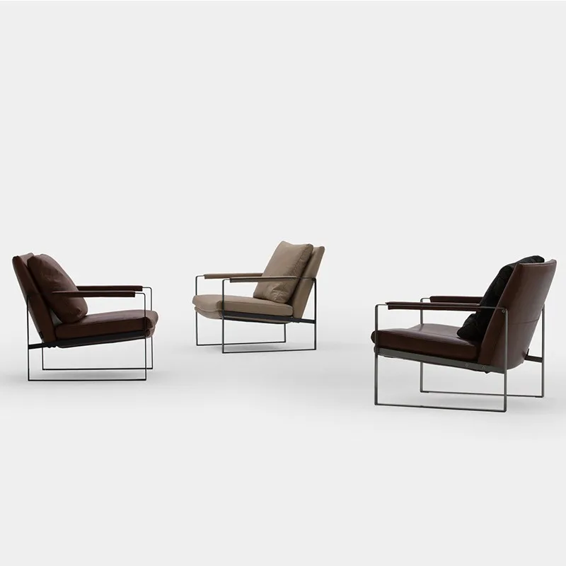 

Single leather sofa chair, simple living room leisure chair