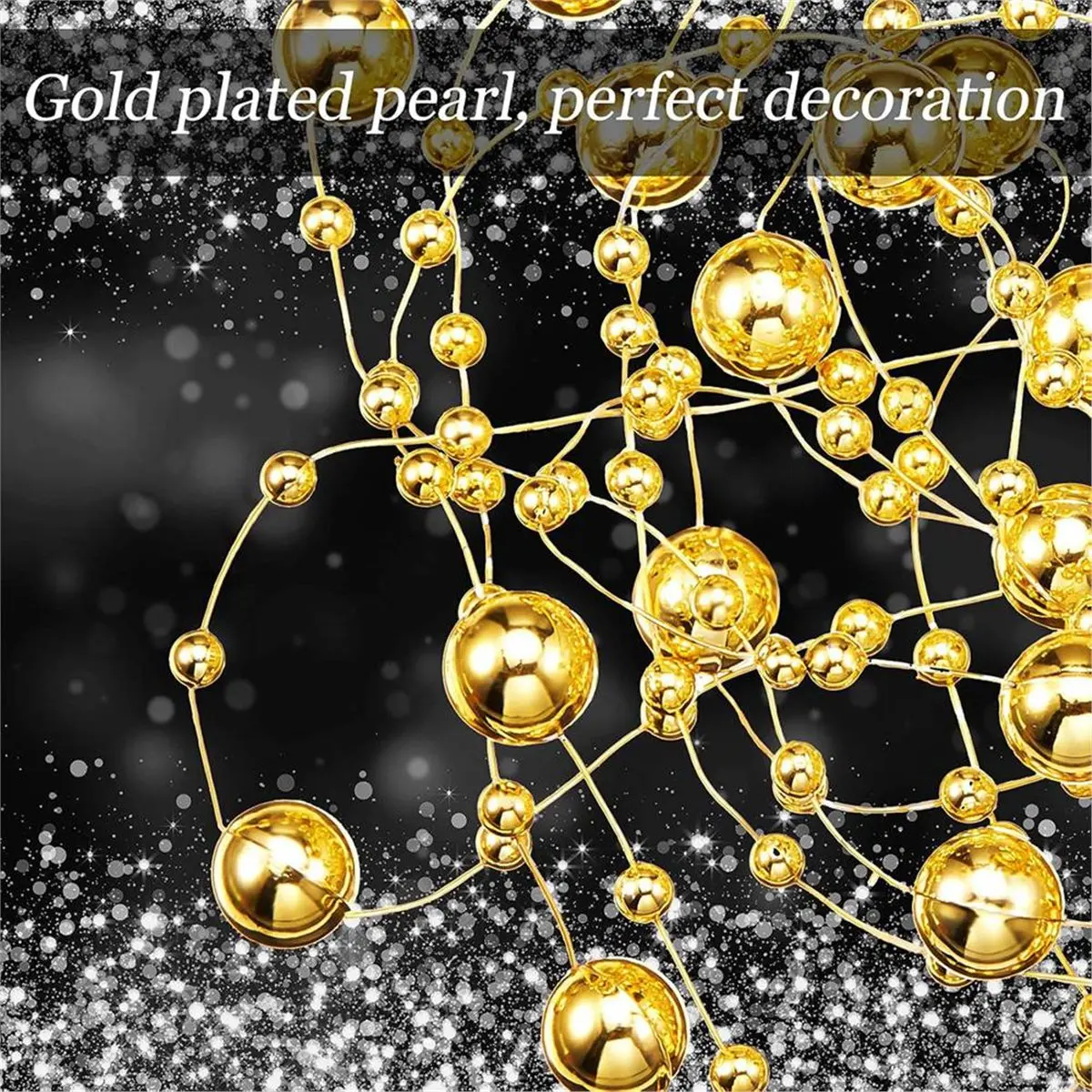 24 Pcs Artificial Pearl String for Floating Candle Faux Beads String Garland Centerpiece Decoration for Vases