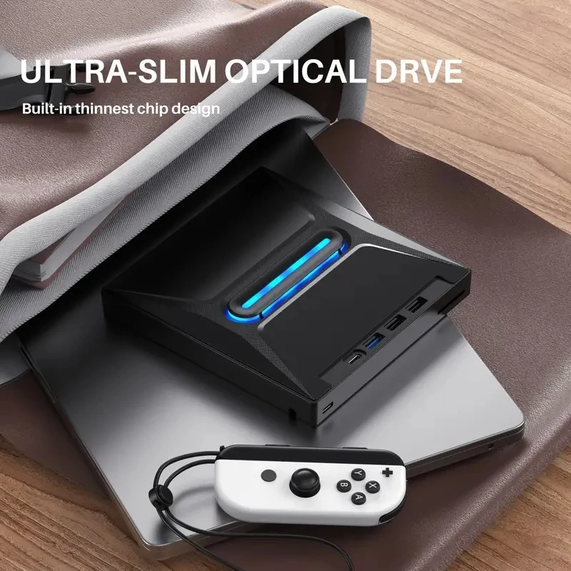 Deepartner Multifunction DVD Player High Speed Data Transfer 7-in-1 Optical Drive USB 3.0 Type-c External Portable CD/DVD Reader