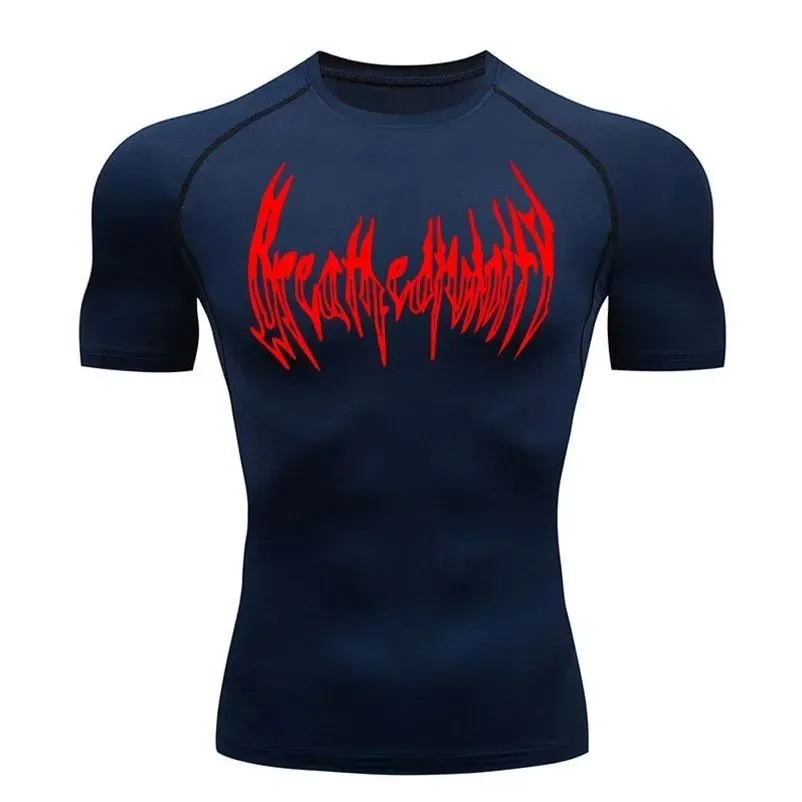 2024 Men's Compression Long Sleeve Black Gym Workout T-Shirt Ultra Slim Fit Nine Sleeve Length Henry Collar Youth Fashion